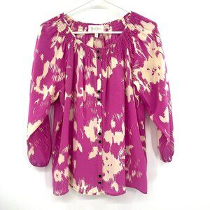 Yumi Kim Pink Floral Button Front Blouse Women's Small